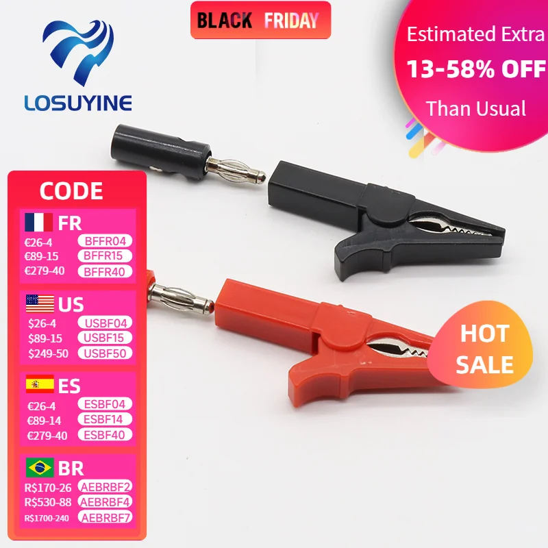 Зажим «крокодил» 55 мм + штекер «БАНАН»