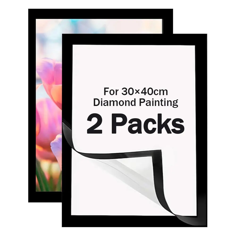 Conjunto de 2 Porta-Retratos Magnéticos Autoadesivos, Molduras com Padrão de Diamante, 30×40cm, Adequado para Placas, Fotos, Paredes e Janelas