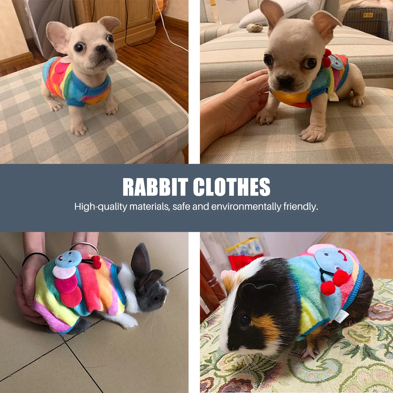 

2pcs Rabbit Clothes Winter Warm T-Shirts Small Dogs Coats Small Animals Clothing For Bunny Ferrets Squirrels Guinea Pigs