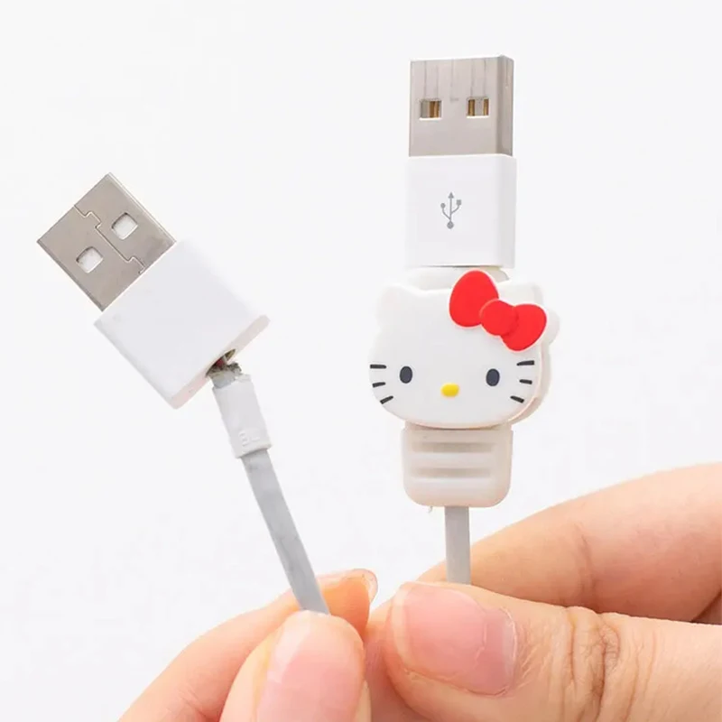 Protector de Cable de datos de Hello Kitty Sanrio, Kawaii, Anime, My Melody, Cinnamoroll, Iphone, Ipad, antimordedura, rotura, regalos