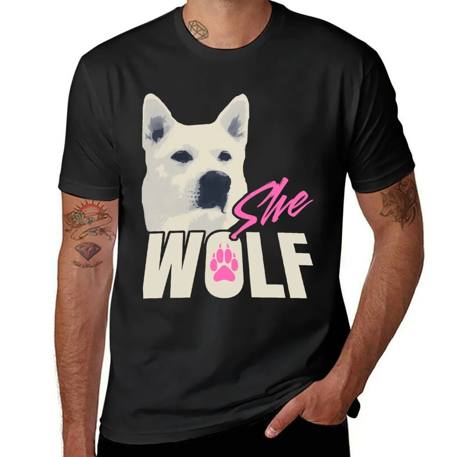 

She Wolf - Akita T-Shirt animal prinfor boys cute clothes Men's t-shirts