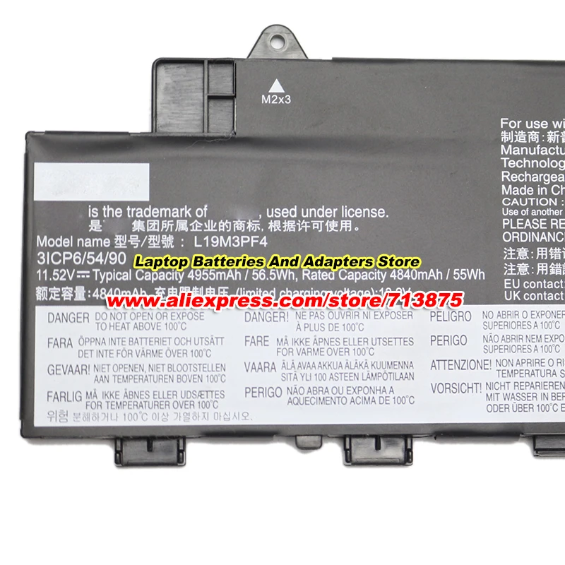 Genuine L19M3PF4 11.52V 56Wh Battery 5B10W86939 L19C3PF3 SB10W86956 for LENOVO IdeaPad 5 15ARE05-81YQ002BMH Xiaoxin Air14 Laptop