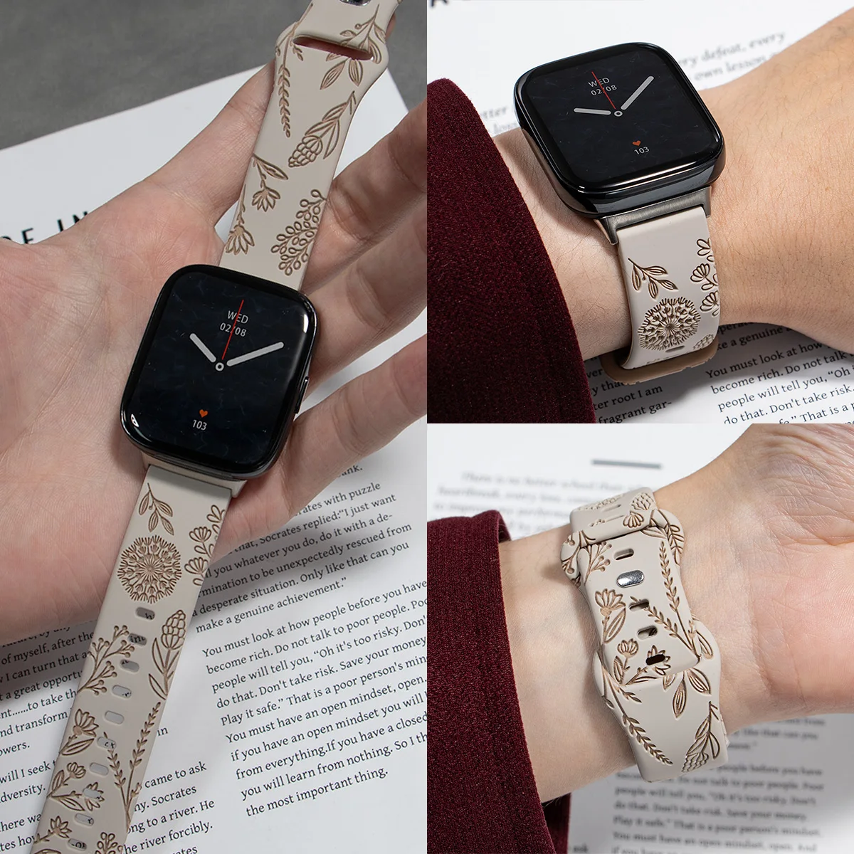 Silikonarmband der Dandelion Pattern Series für Redmi Watch 3 Active / 3 Lite / 3 Youth Edition, sportliches, schweißfestes Silikonband