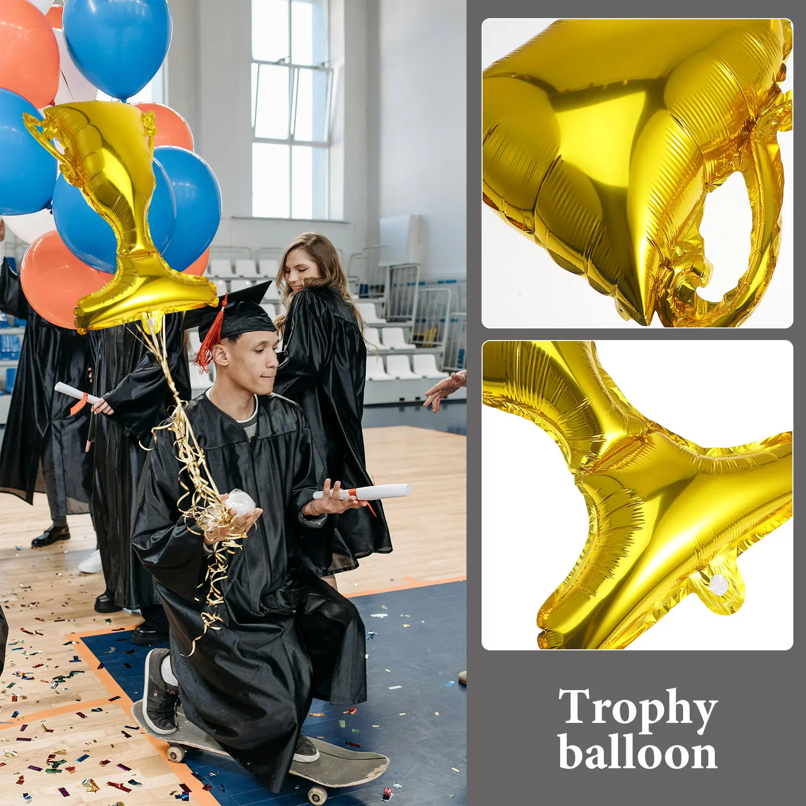 

3 Pcs Trophy Balloon Foil Aluminum Decorate Balloons Graduation Award Golden Congrats Father