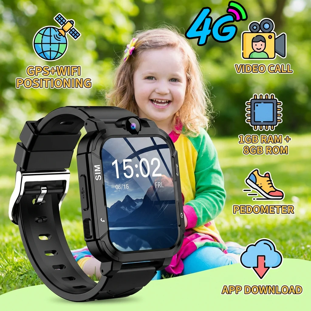

Детские умные часы 4G с GPS и Wi-Fi, трекер местоположения, видеозвонок, голосовой монитор, SOS-сигнал, детские умные часы, подарок на день рождения для мальчиков и девочек
