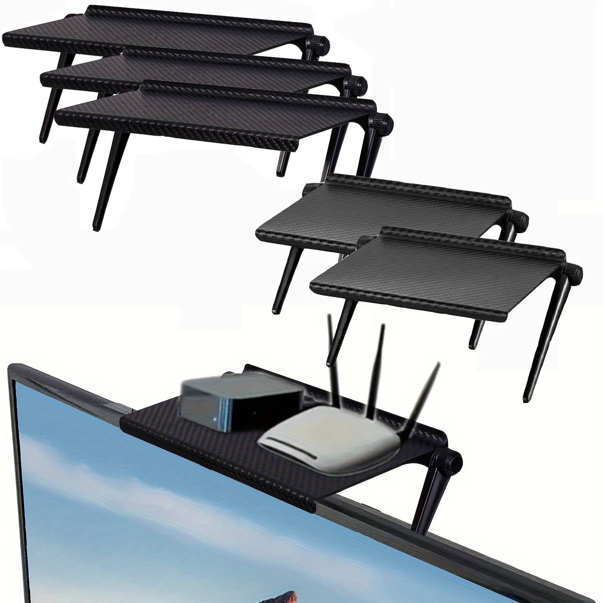Einstellbare TV Bildschirm Top Lagerung Regal Router Lagerung Rack Computer Monitor Desktop Bildschirm Top Lagerung Rack Startseite Organizer – Detail 2
