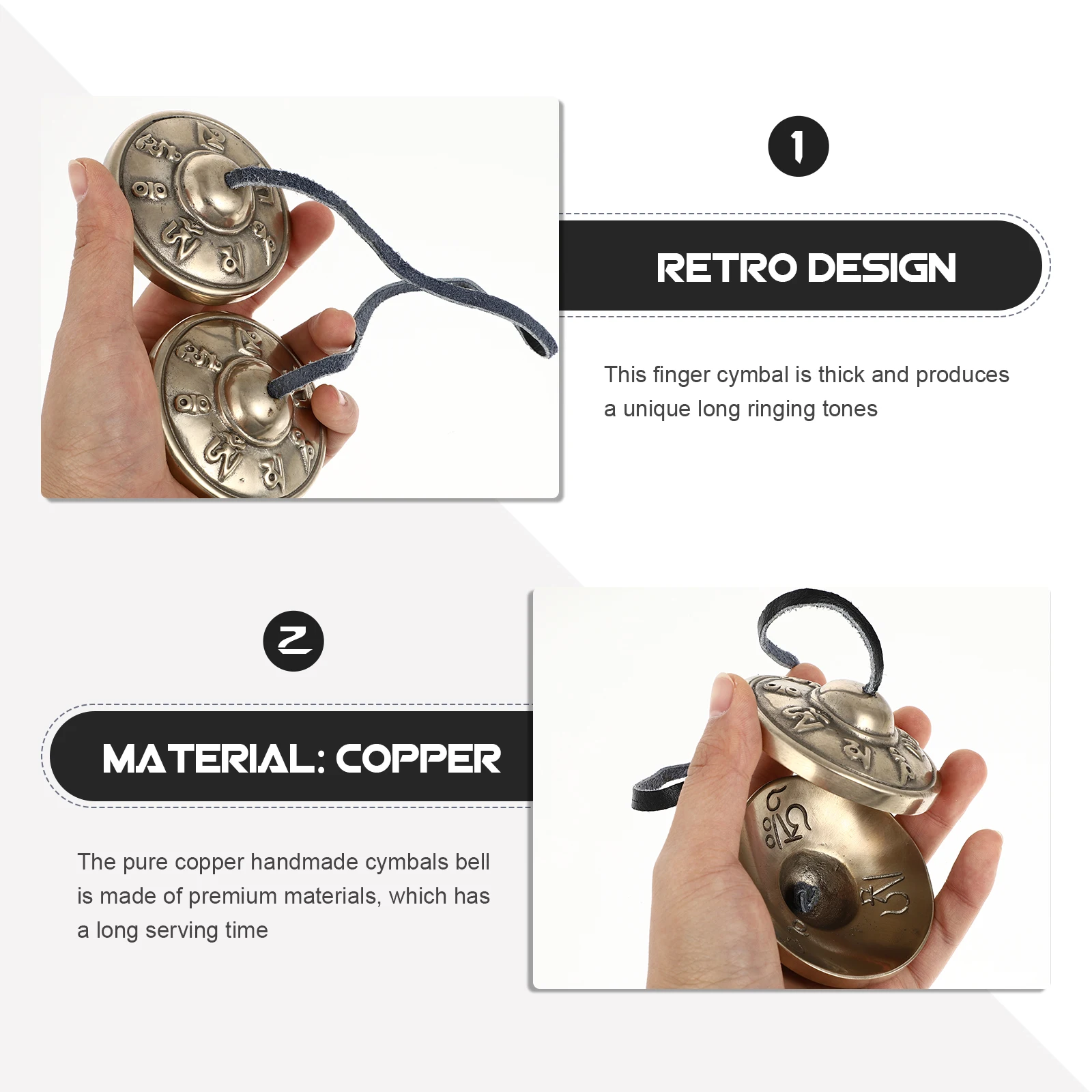 

Pure Copper Cymbals Bell Yoga Meditation Instrument Handmade Religious Nepal Tibetan Percussion Supply