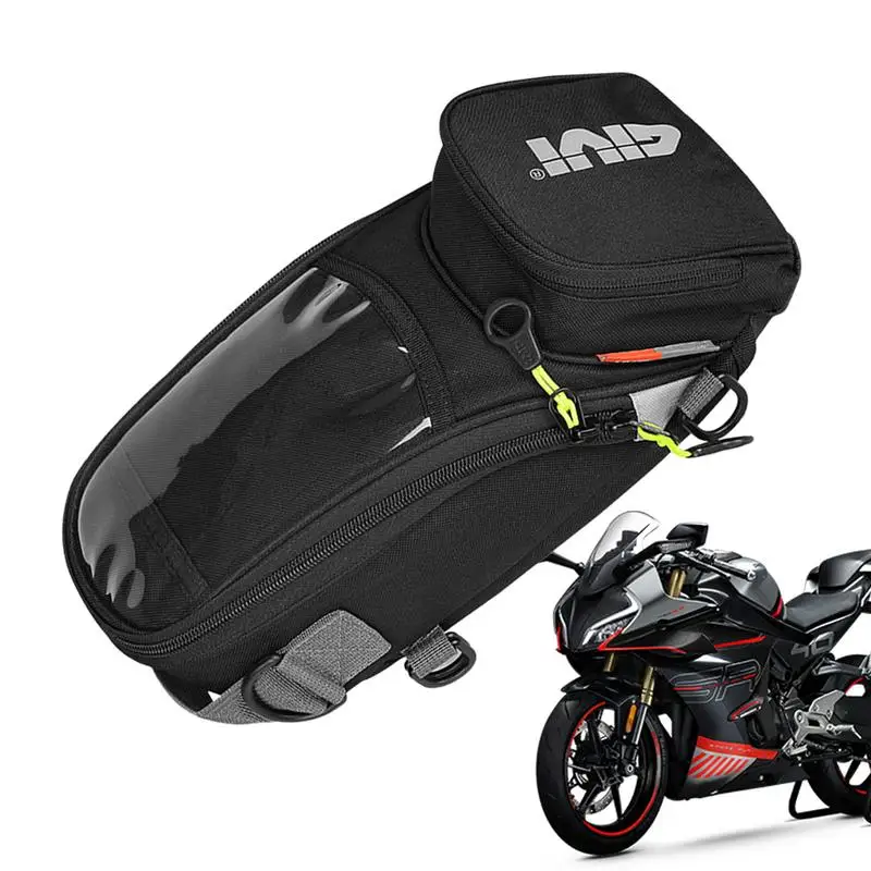 

Motorcycle Tank Bag Non-slip Black Motorbike Strong Magnetic Bag Motorcycle Accessories Phone Pouch With Touch Screen Design