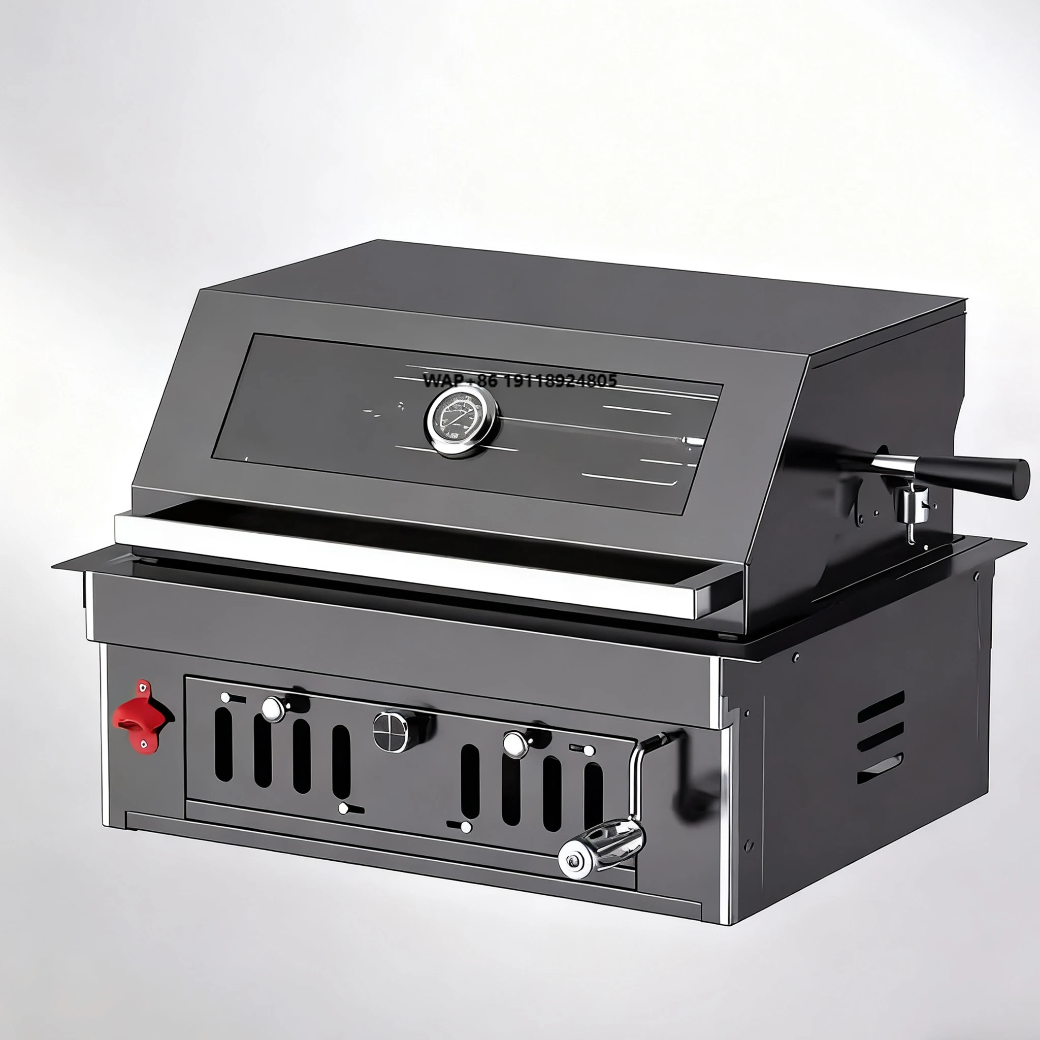 

High Outdoor Iron BBQ Station Premium Built-in Charcoal Grill for Home Stainless Steel Outdoor Kitchen Island for Villas Natural