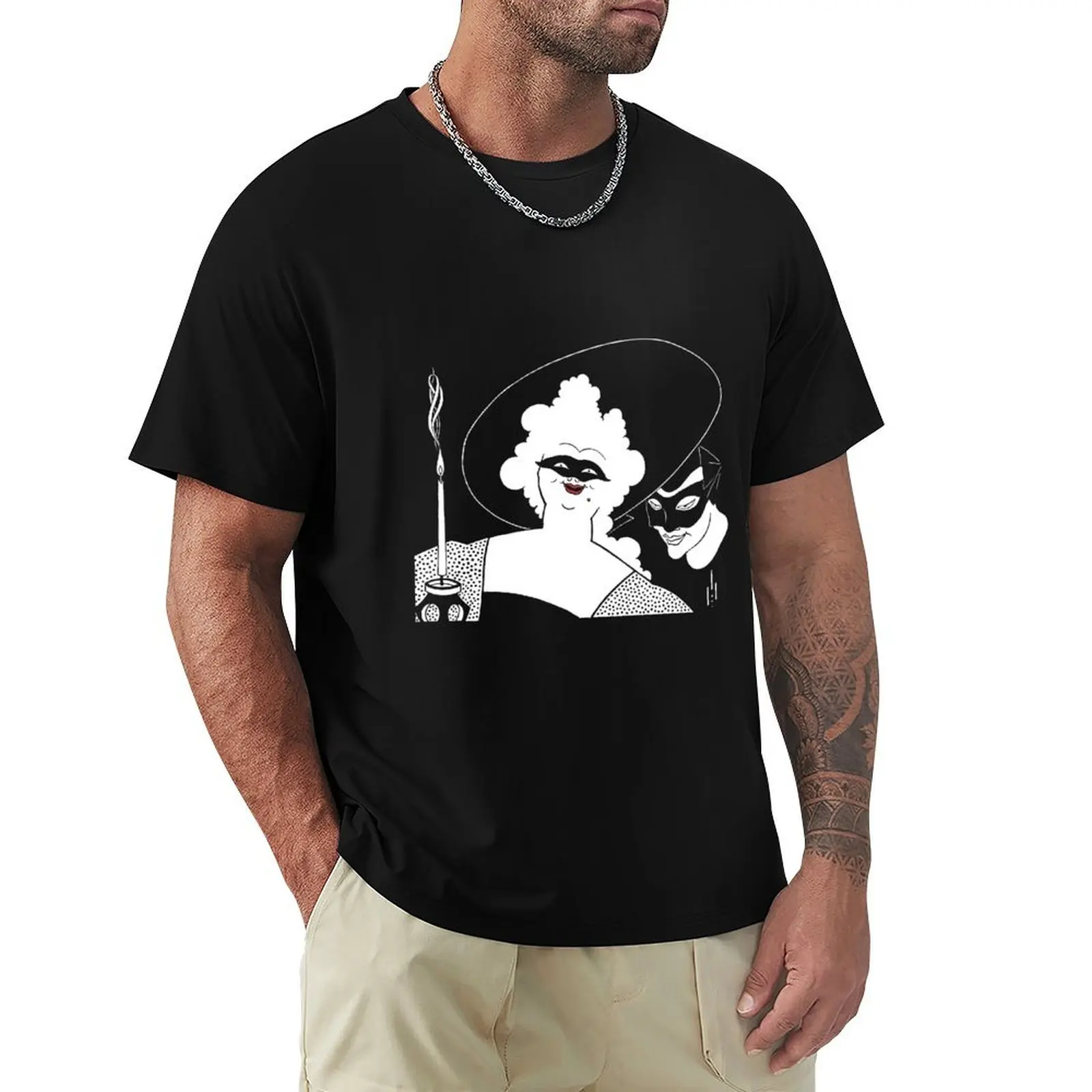 

Masquerade,1894- Aubrey Beardsley Illustration T-Shirt Comfort Stretch Tee Shirt