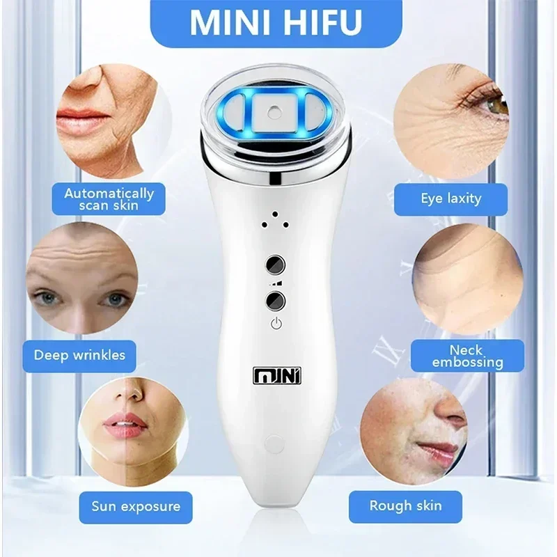 เครื่องนวดหน้า HIFU ขนาดเล็ก อัลตราซาวนด์ RF EMS ไมโครเคอร์เรนท์ ยกกระชับผิว ลดเลือนริ้วรอย ใช้ในบ้าน อุปกรณ์ระดับมืออาชีพ