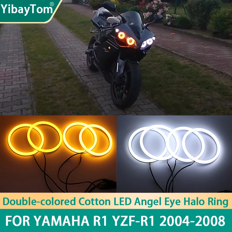 4x Warranty High Quality SMD Cotton Light Switchback LED Angel Eyes  Ring DRL Kit For Yamaha R1 YZF-R1 2004-2008 accessories