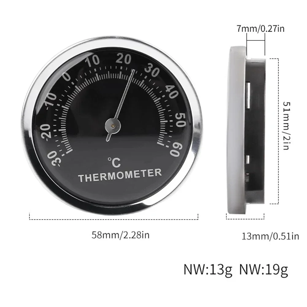 Aluminum Alloy Thermometer Indoor Electronic Thermometer Indoor Temperature Measurement 57mm Size Clear Dial Scale