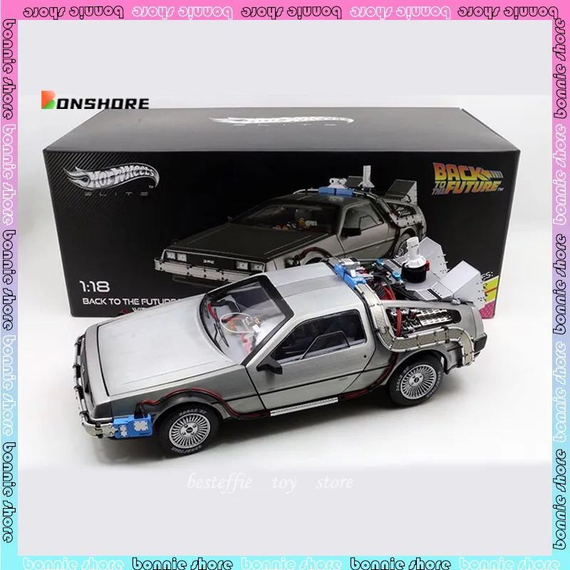

Hot Wheels Car Model 1/18 Back To The Future Time Machine Simulation Alloy Car Model Custom Display Cars Model Collection Gift