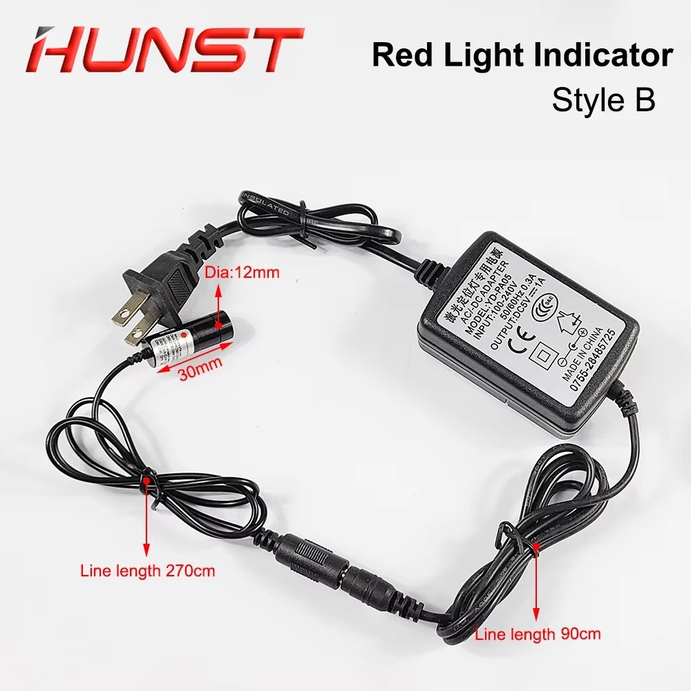 HUNST Red Dotted Beam Light 650nm 5V 10mW Infrared Adjustable Laser Module Locator &Adapter for Fiber Marking or Cutting Machine