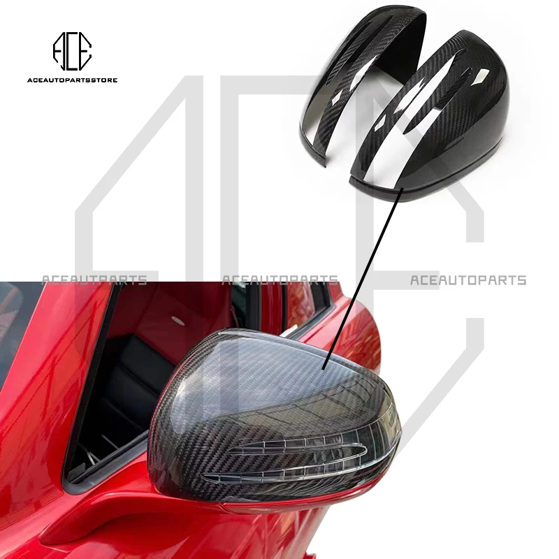 

2pcs Dry Carbon Fiber Side Mirror Cover Caps Fit For Mercedes Benz R172 SLK SLC SL AMG GT Add-on Style