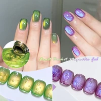 MEET ACROSS Goyao y uva Color gato Gel magnético cuentas de vidrio verde Gel de ojo de gato remojo de Gel UV barniz para decoración de uñas salón hogar DIY