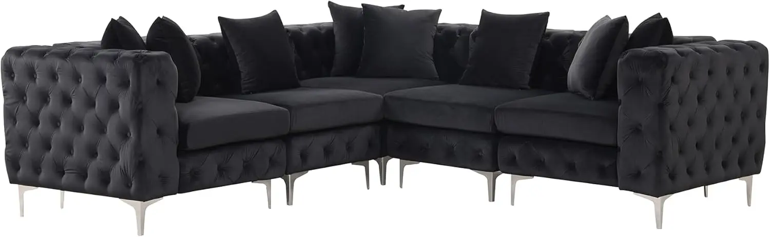 

Velvet Sectional Sofa Modular Couch L Shaped Convertible for Living Room, 5 Seater Comfortable Couch Tufted Sofa