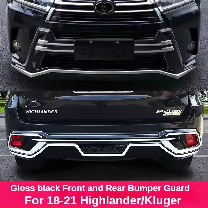 Car-styling For 2018 2019 2020 2021 Toyota Highlander/Kluger Front + Rear Bumper Protector Guard Bar Plate ABS Plastic