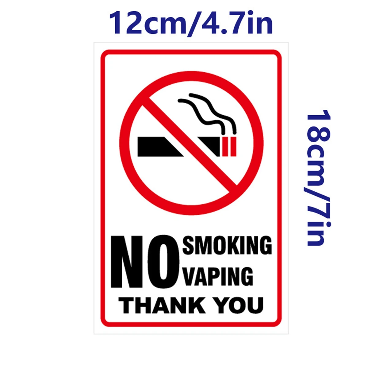 No Smoking No Vaping Sticker Sign - 5 Pack 4.7x10 inch – No Smoke Labels for House,Home & Business