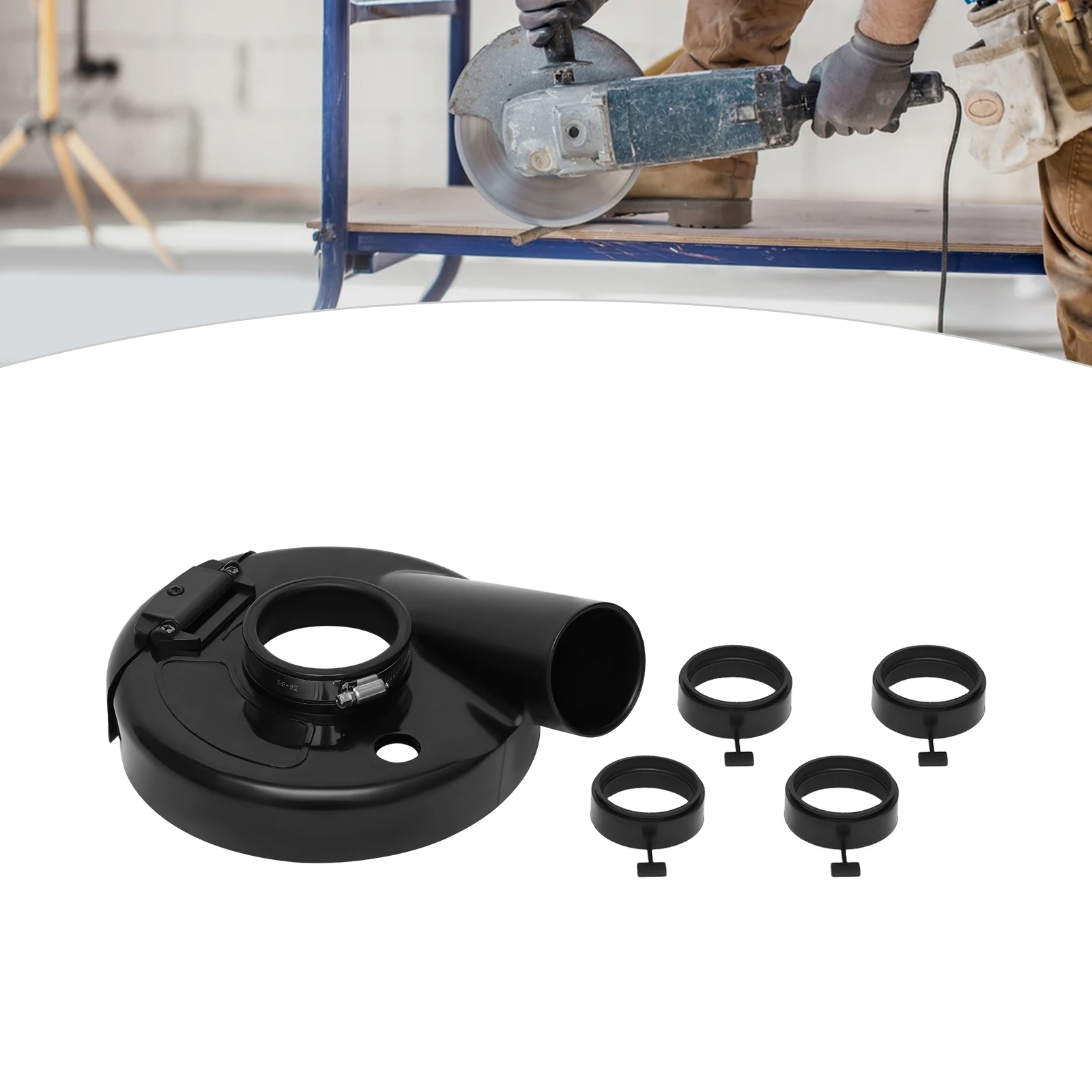 

Angle Grinder Dust Shroud with Positioning Rings, Durable Rubber Plastic Efficient Dust Removal Safe for Grinding Work