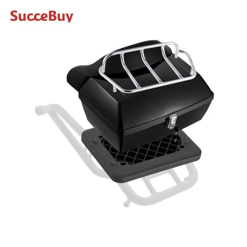 SucceBuy Top Case per moto Scatola posteriore per moto in materiale PP con pannello riflettente Scatola per moto impermeabile con base multiforo