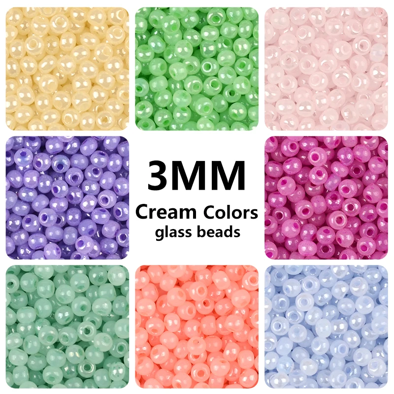 8/0 Uniform 3mm Pearl Colors Seed Glass Beads Small Round Loose Spacer Beads For DIY Handmade Jewelry Making Accessories