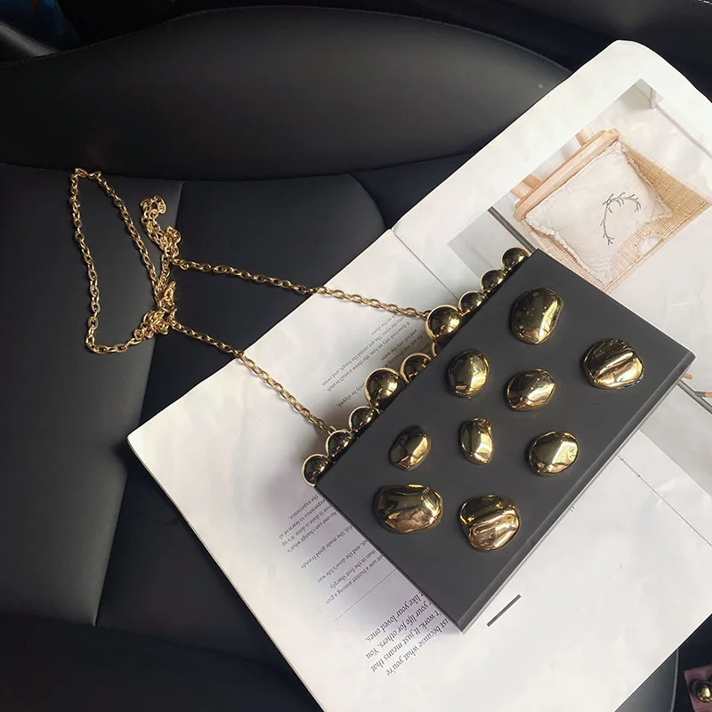

Shoulder Bag Wedding Purse Party Crossbody Day Fashion Metal Rivets Women Luxury Evening Clutch BagBox Date Girl