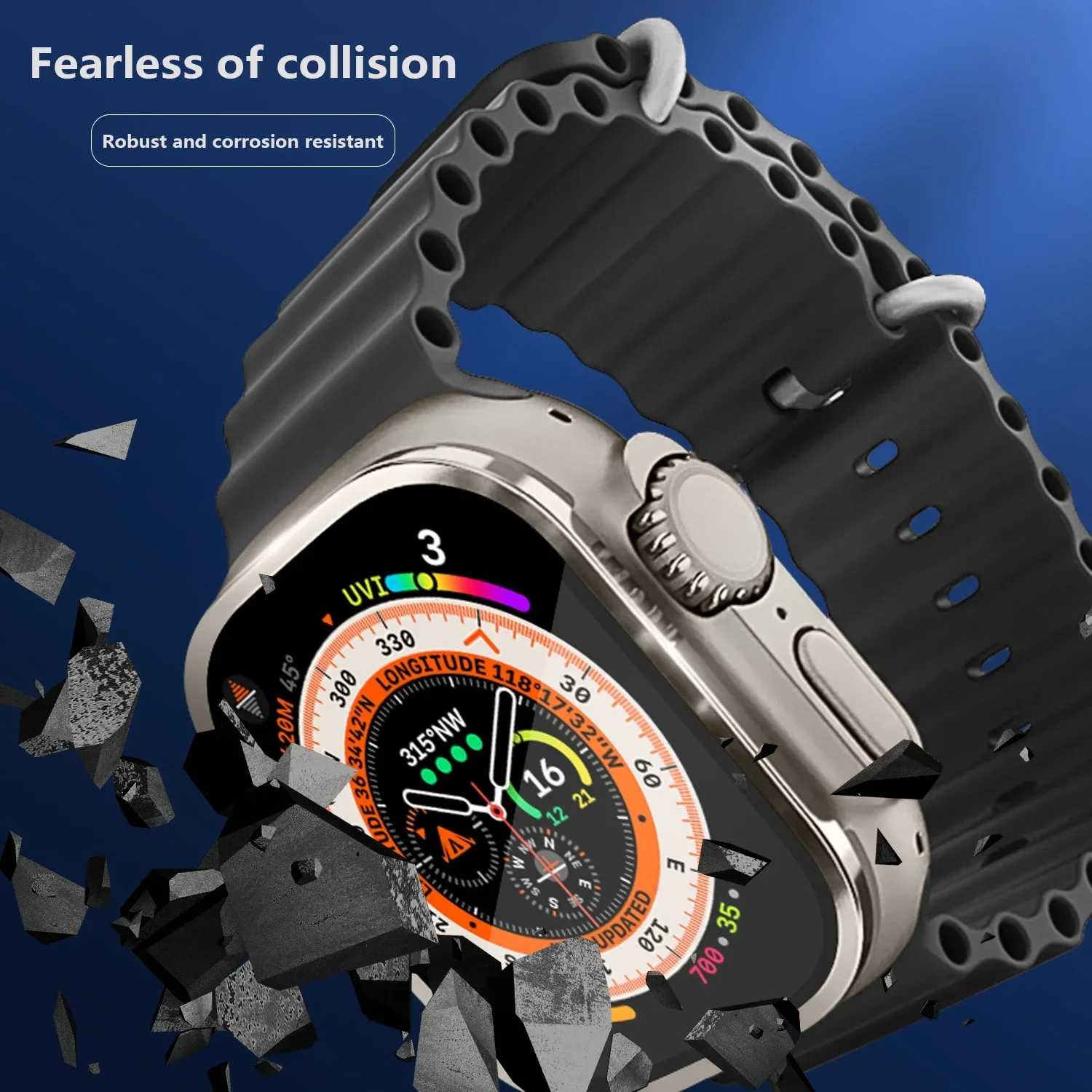 Custodia in lega di alluminio + vetro temperato per Apple Watch Ultra 2 49mm Proteggi schermo antigraffio per iWatch Ultra 49mm Pellicola protettiva