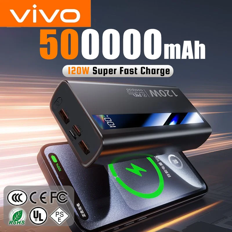 VIVO 200000mAh قوة البنك 120 واط شحن سريع للغاية بطارية عالية السعة شاشة ديجيتال قوة البنك آيفون سامسونج هدية