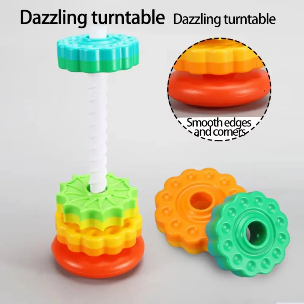 Montessori Rotating Rainbow Tower Hand-eye Coordination Color Recognize Rotating Screw Bolt Nesting Ring Early Education