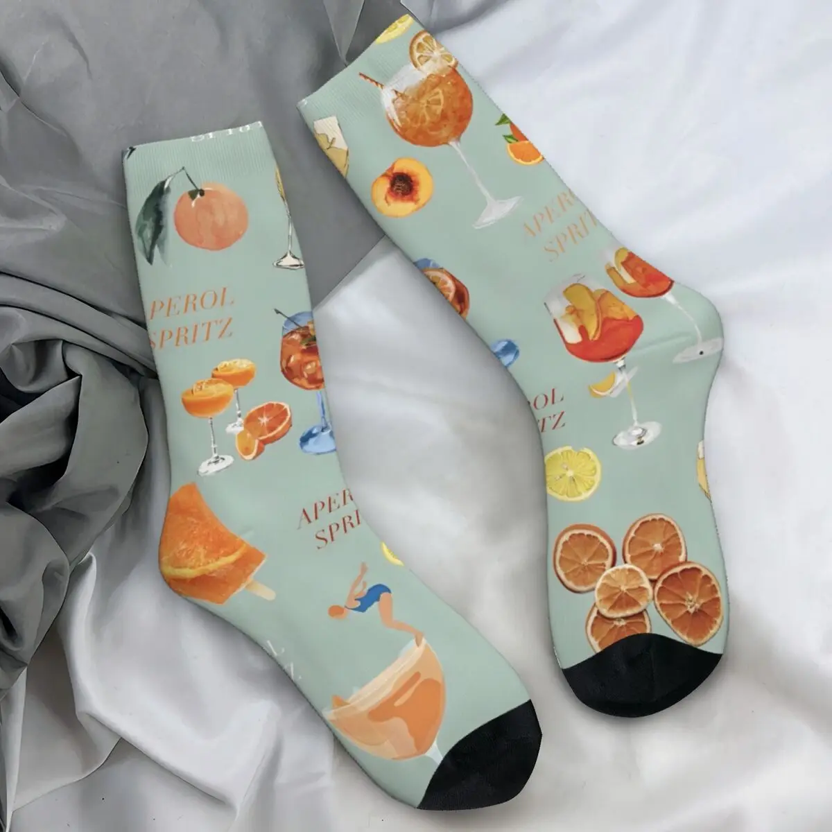 Women Men Socks Aperols Spritzs Italian Wine Stockings Autumn Modern High Quality Socks Design Outdoor Sports Anti Slip Socks