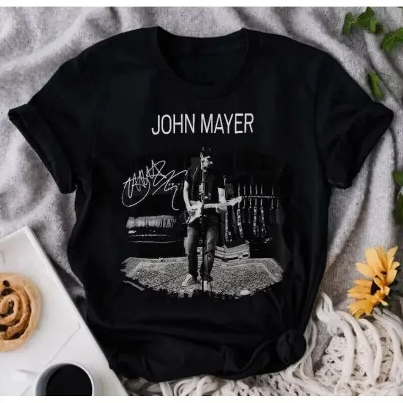 Camiseta con firma de John Mayer, camiseta de John Mayer Solo Tour 2023 de los años 90