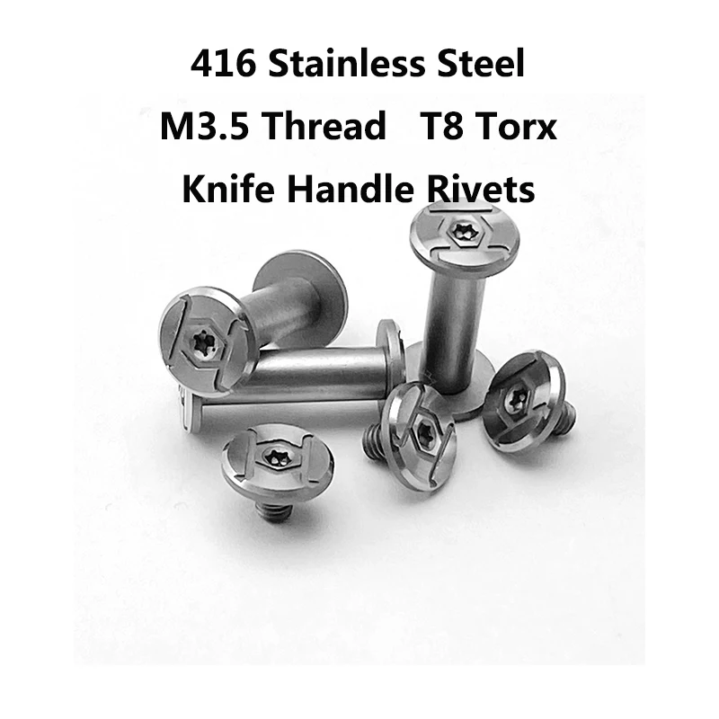 10 Sets 5MM Hole M3.5 416 Stainless Steel Folding Knife Handle Spindle T8 Torx Screw Axis Lock Rivet Nail DIY Make Accessories