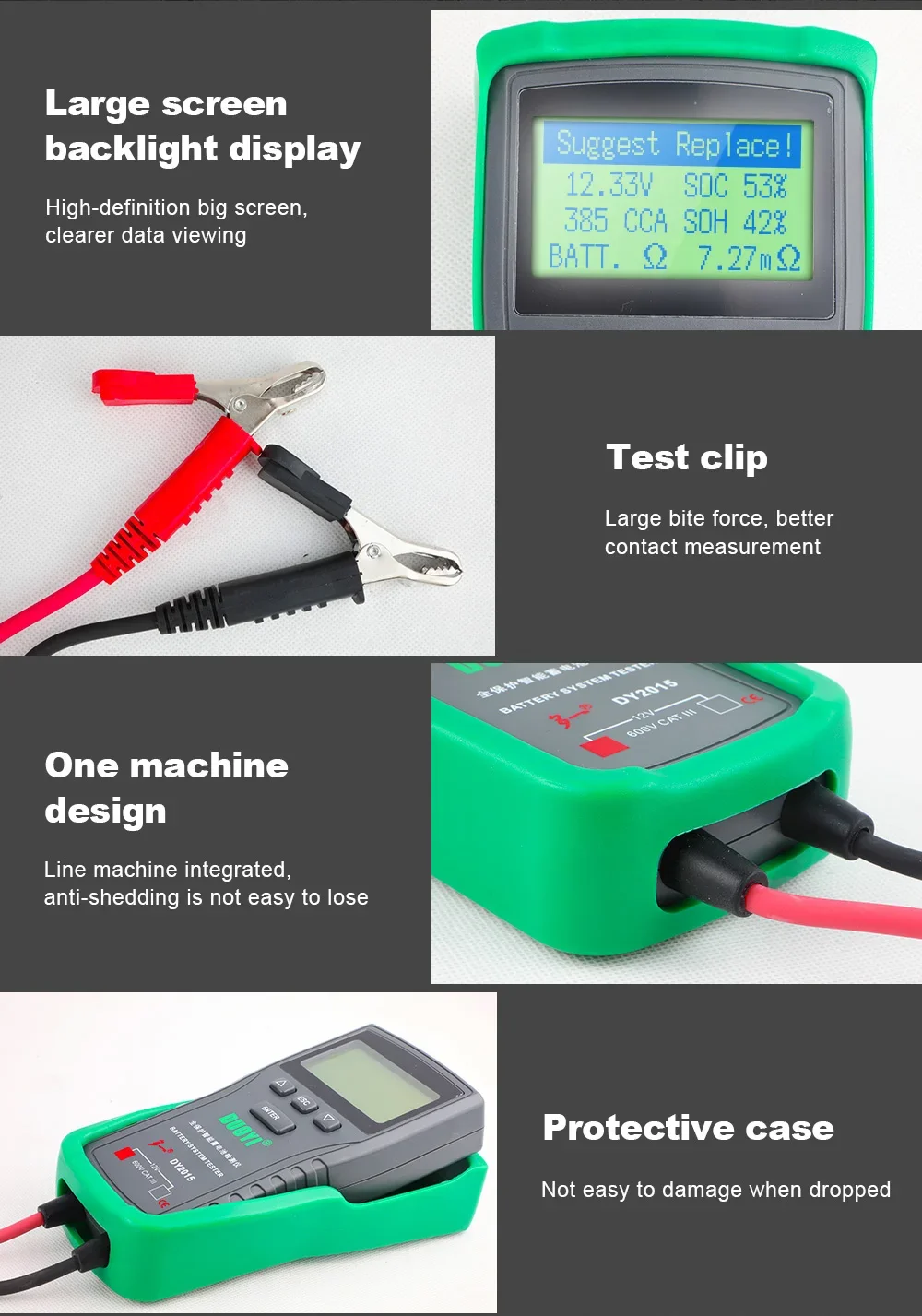 DUOYI DY2015 12V Car Battery Tester Auto Load Tools Digital Battery Analyzer Automotive Starting Type Lead-acid Batteries Tester - view 5