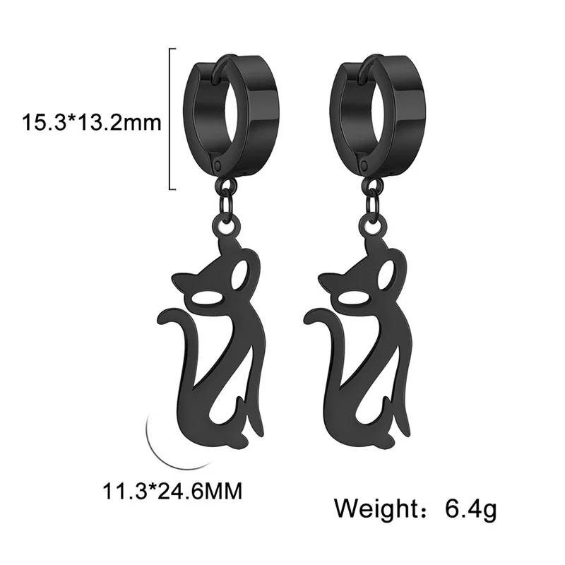 Stainless Steel Earrings for Women Girls Punk Cat Drop Earrings Korean Statement Earring Animal Jewelry Gift aretes de mujer