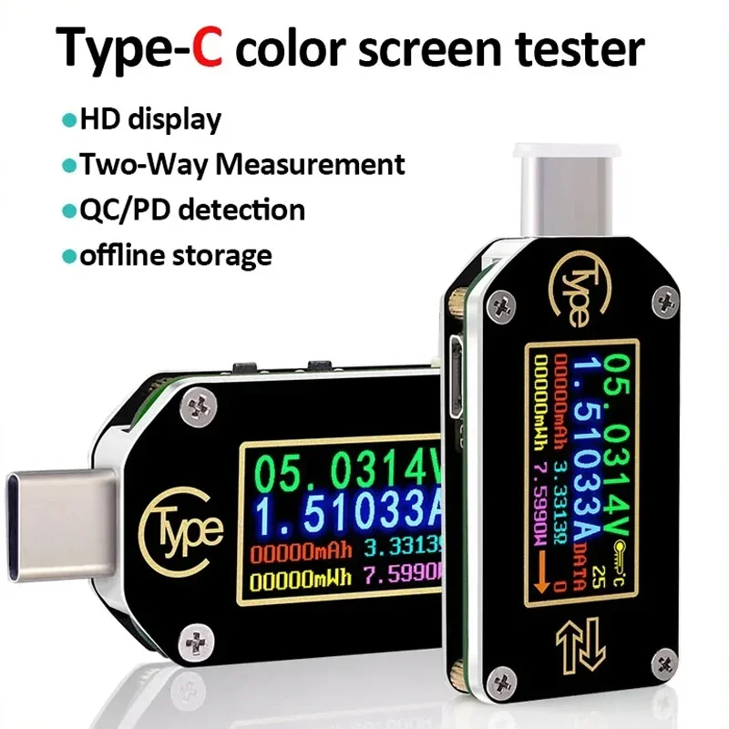 Type-C Voltage Current USB Multimeter Fast Charge PD Trigger Digital Voltage Ammeter Capacity Meter Charger Battery Tester