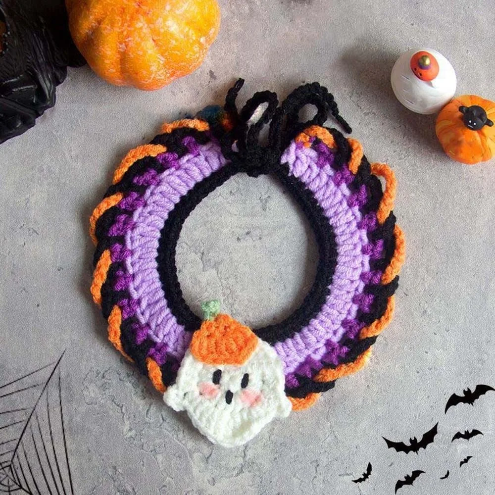 

Breathable Halloween Pets Costumes Clothes Pumpkin Halloween Cat Headgear Cartoon Hollow Cat Woven Hat Bib Pet Accessories