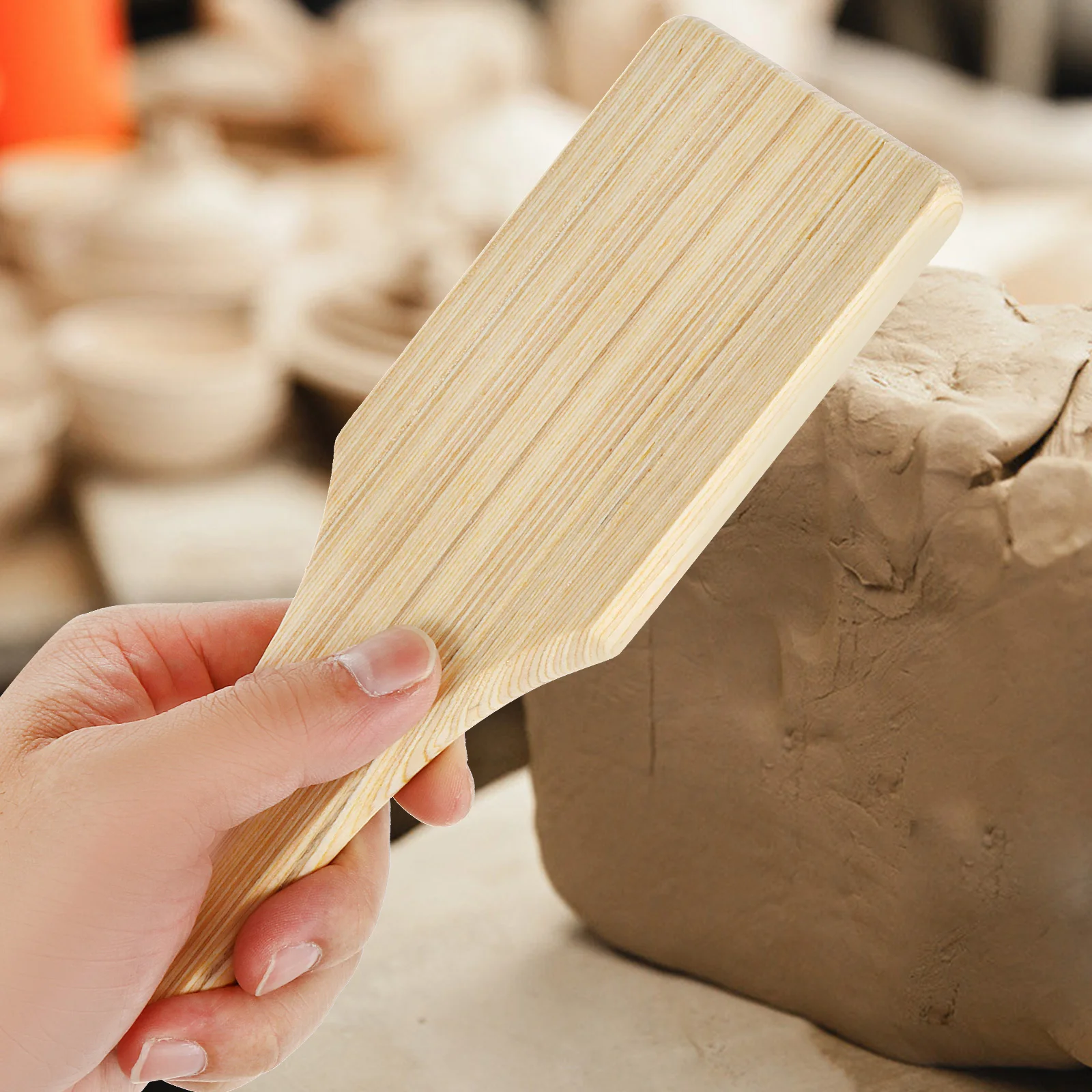 

Wooden Clay Paddle Tool Small Size Pottery Shaping Board Smooth Texture Natural Wood Sculpture Pad Handmade Craft