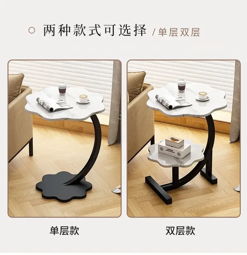 Image 6: Nouvelle table de style nordique, luxe léger, design moderne, table d'appoint de salon, table basse simple, table d'appoint de canapé, étagère de rangement tendance, plateforme de travail