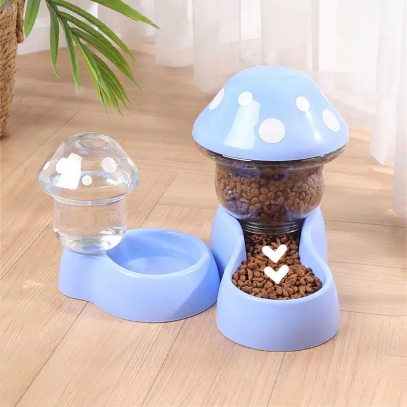 Pet Automatic Feeder Mushroom Type Anti-tipping Food Bowl Drinking Water Bottle Feeding Bowls For Dogs Cats