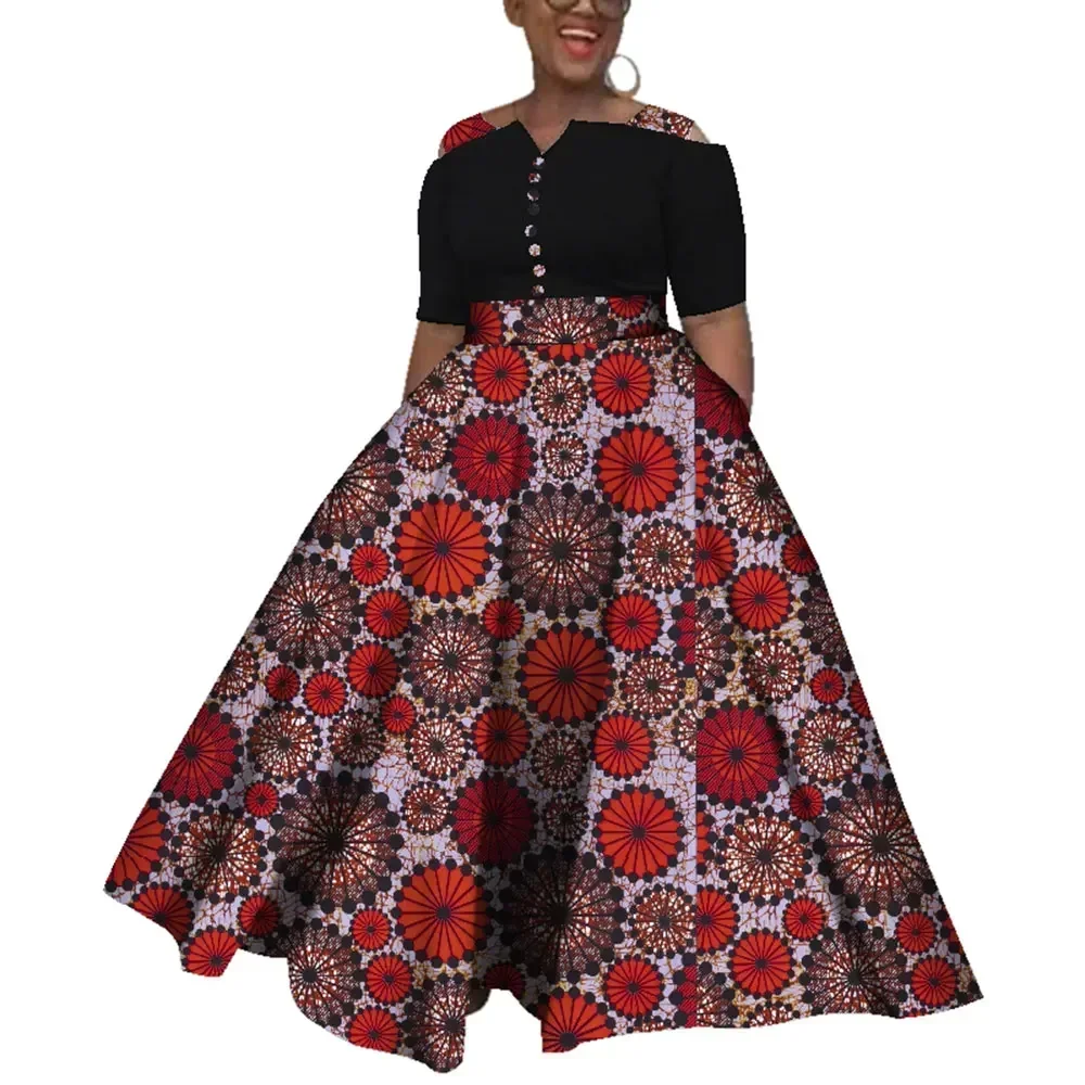 Dashiki Afrikanische Kleider Für Frauen Bunte Tägliche Hochzeit Größe S-6XL Afrikanische Kleider Für Frauen Knöchellangen Kleid WY3853