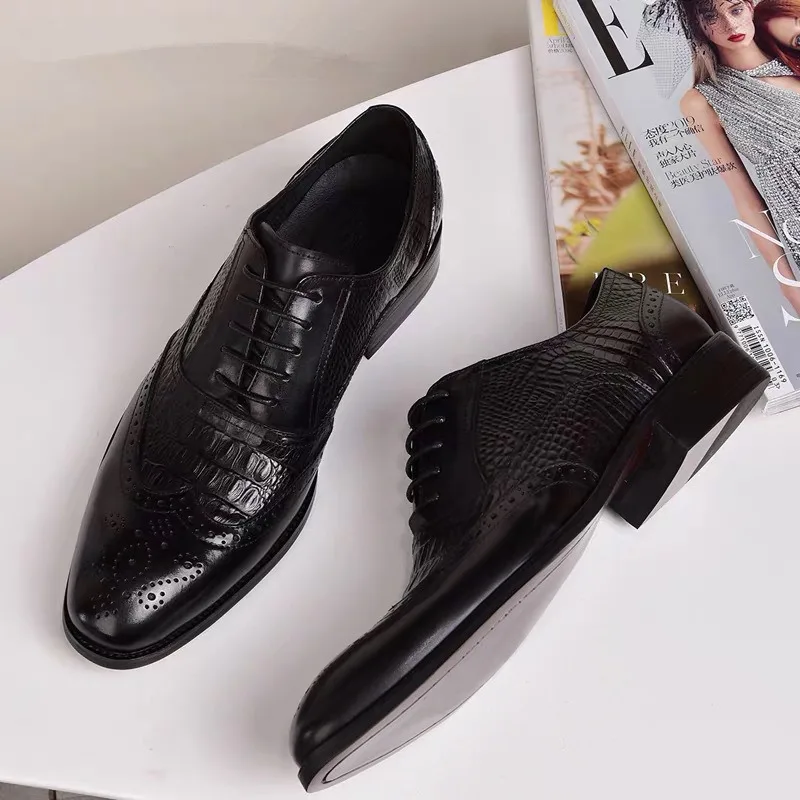 Men Leather Shoes Fashionable Casual Shoes Thick Soles Simple Pointed Toe Formal Shoes Business Wedding Men Leather Shoes