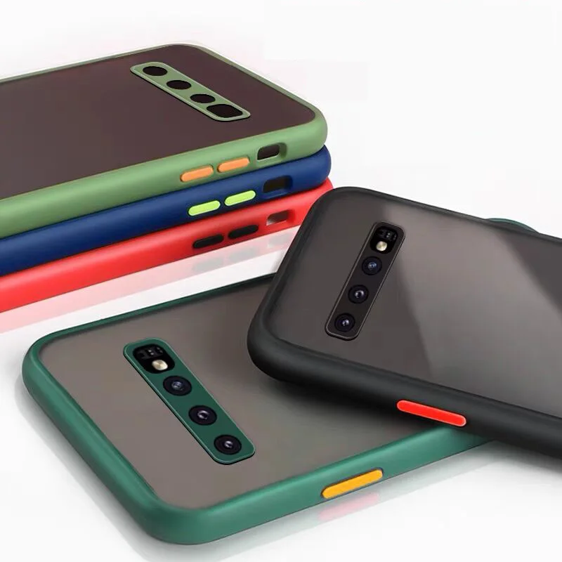 Hautgefühl Silikon-harte Handyhülle für Samsung Galaxy S10 E S9 S8 Plus S10e Kontrastknopf stoßfeste Stoßstangenhülle