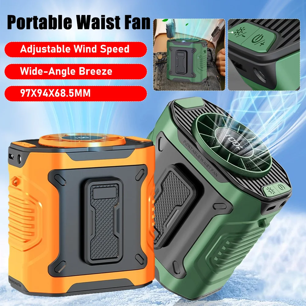 

Портативный зажим на поясной вентилятор, подвесной вентилятор на шею, перезаряжаемый носимый ремень, рубашка, вентиляторы для лета, путешествий на открытом воздухе, новинка