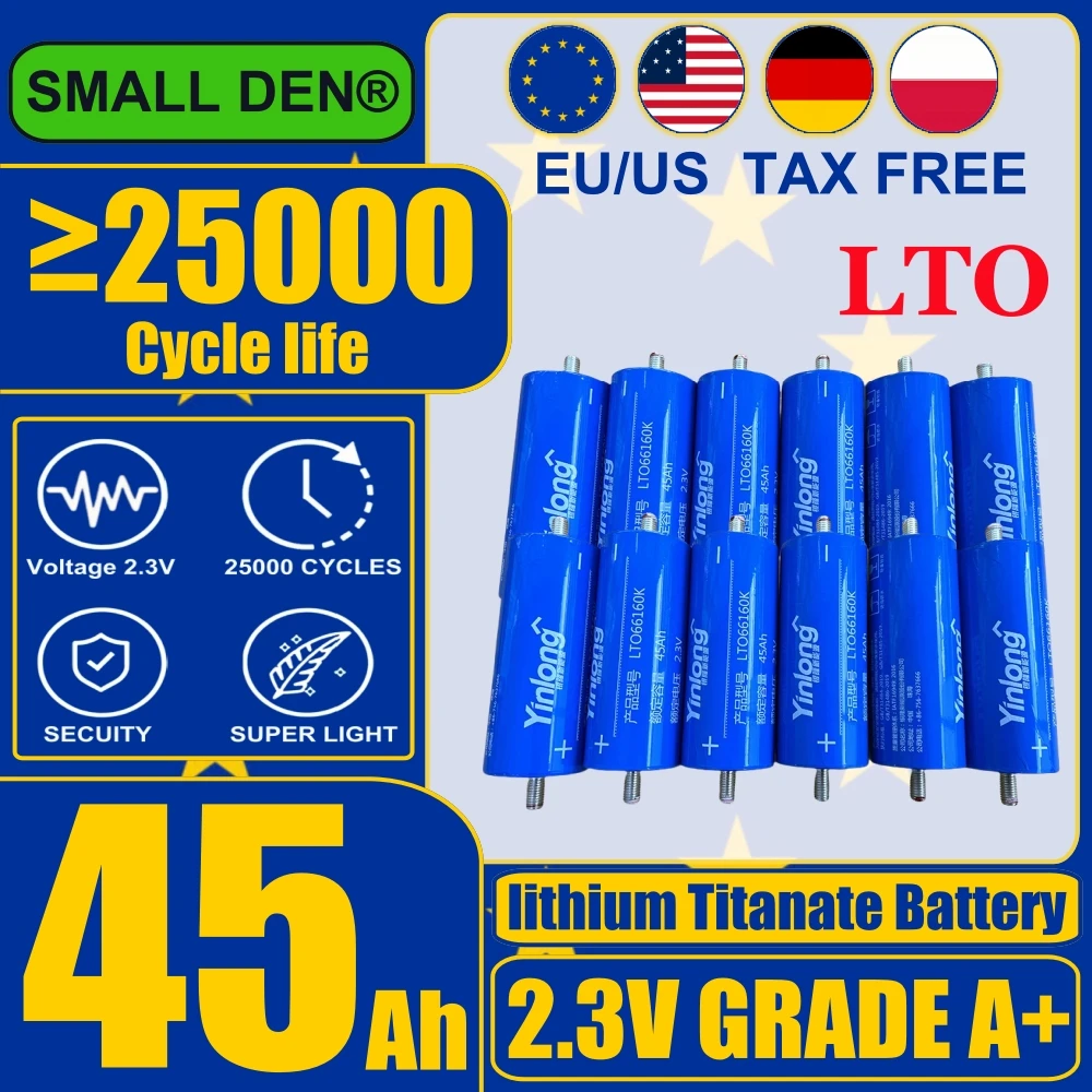 25000 Zyklus Yinlong LTO 100 % Original-Lithium-Titanat Neue Großhandelsbatterie aus 66160 2,3 V 45 Ah DIY 12 V 24 V Car-Audio-S