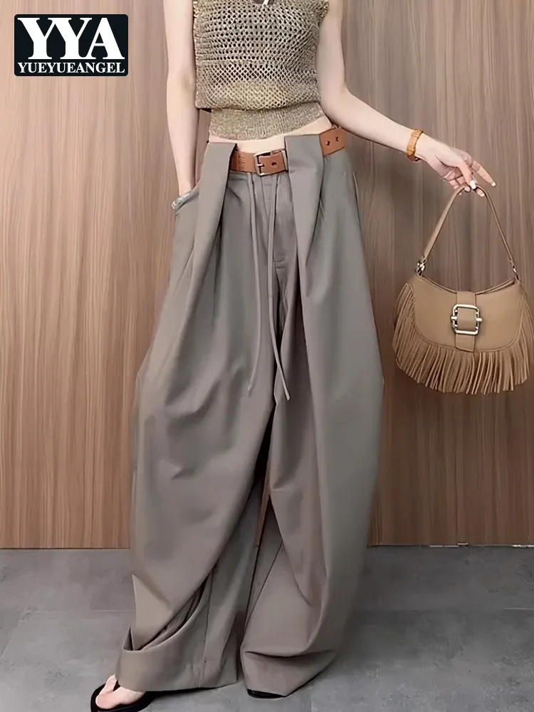 

Дизайнерские свободные офисные женские брюки Suti Модные широкие длинные брюки с высокой талией Летние женские модные повседневные брюки Размер 4XL