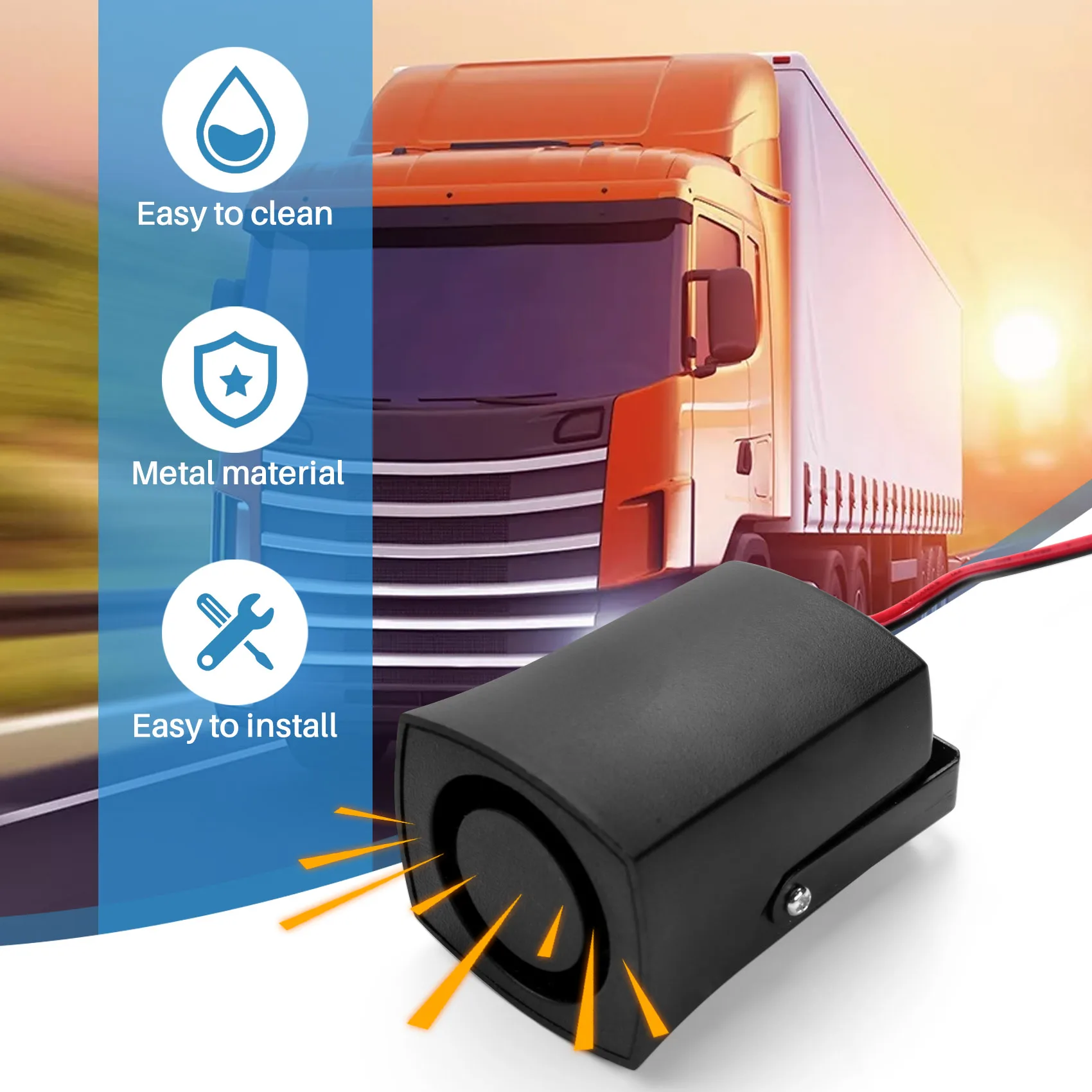 جهاز إنذار بوق لسيارة الشرطة ، مكبر صوت تحذيري بصوت عال ، 12-24 فولت ، 6 نغمات