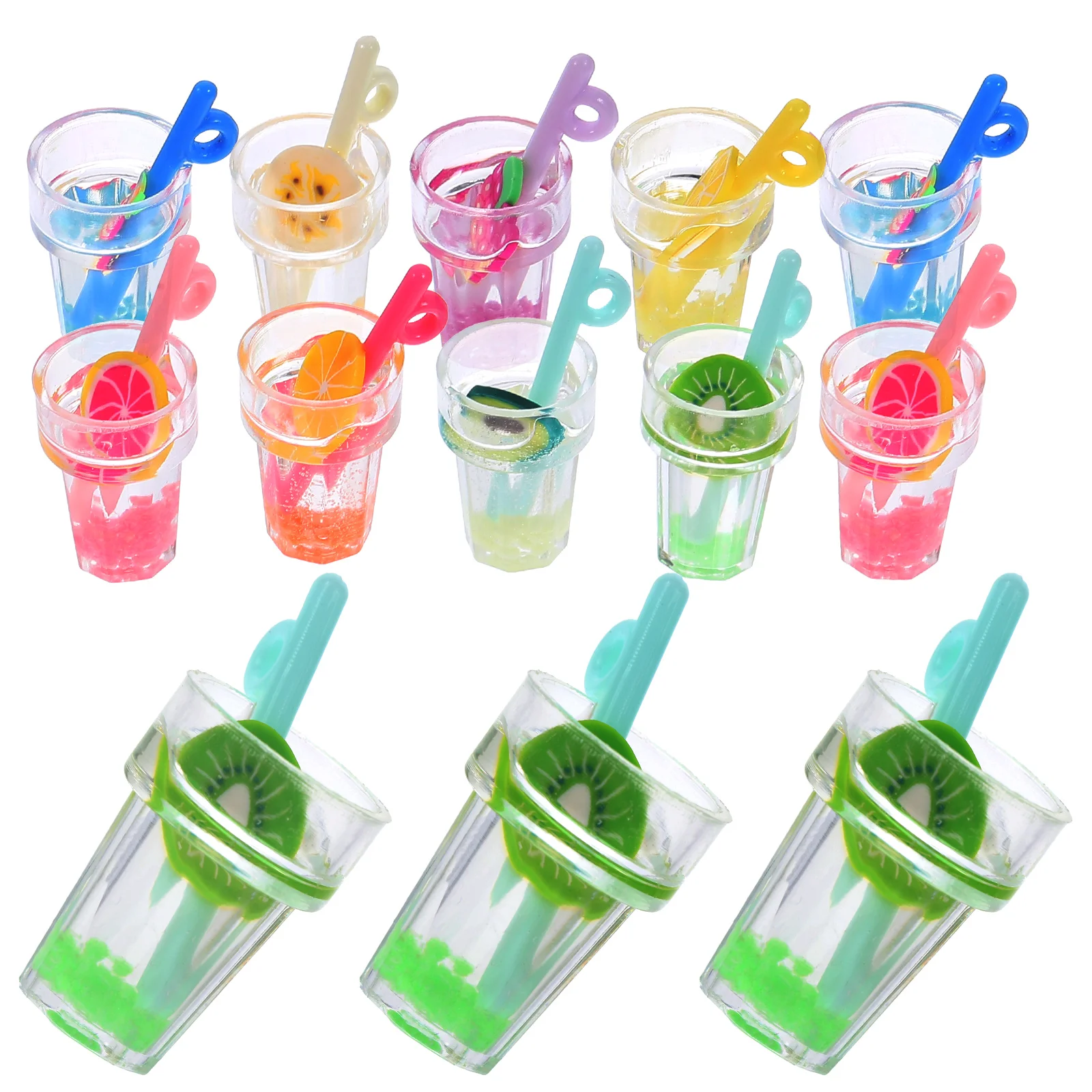 

30 Pcs Night Glow Phone Decor Resin Charms Lightweight Compact Drink Figurine Jewelry Making Accessories Miniature