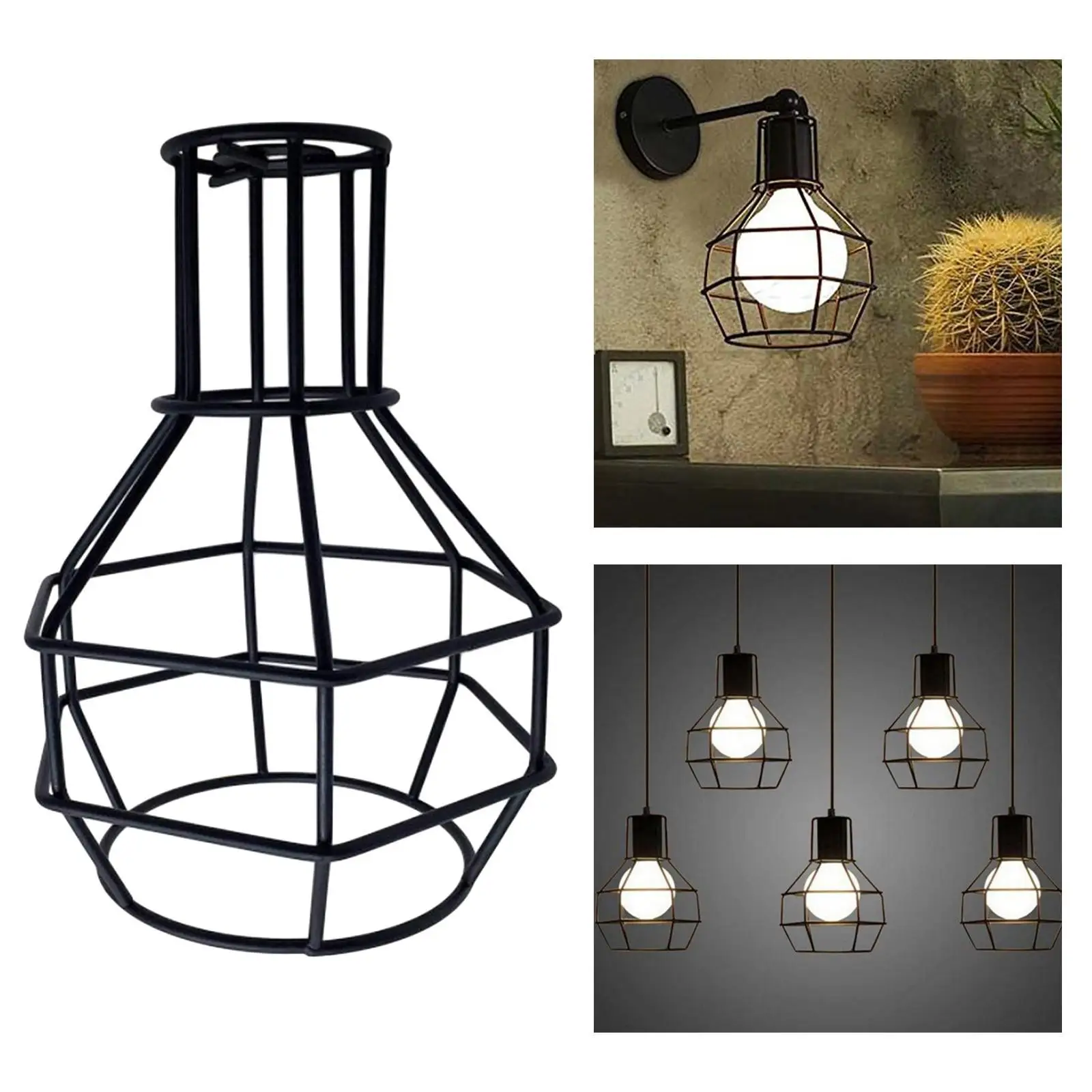 Fityle European Style Wire Cage Shaped Hanging Pendant Light Shade